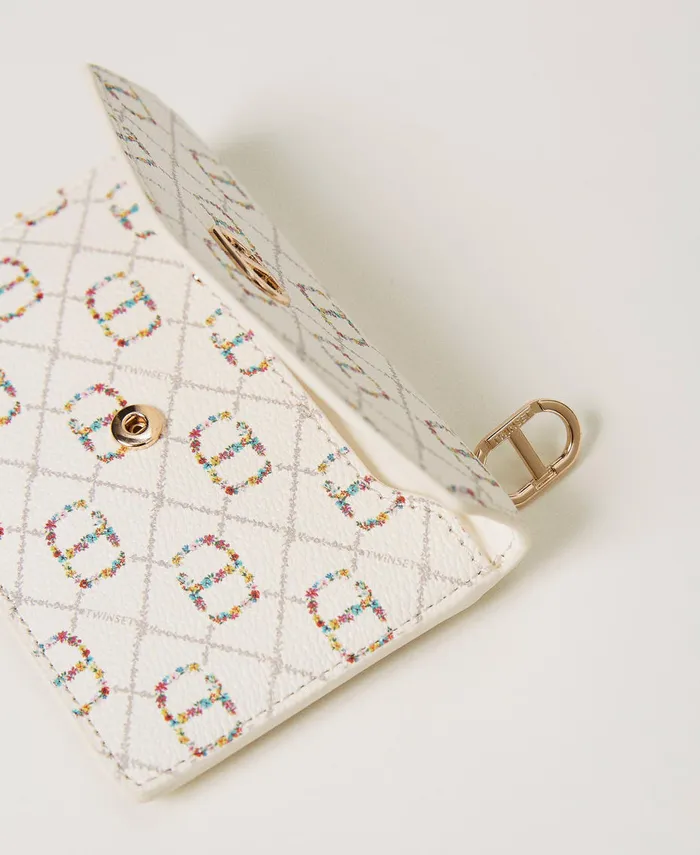 Twinset Flat Card Holder With Oval T Flower Oval T And Twinset Ivory Women Wallets And Keyrings Twinset Flat Card Holder With Oval T Flower Oval T And Twinset Ivory Women Wallets And Keyrings
