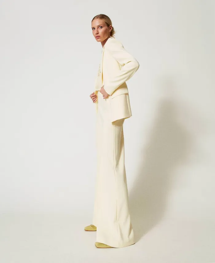 Twinset Fluid Crpe Palazzo Trousers Vanilla Women Suits And Sets Twinset Fluid Crpe Palazzo Trousers Vanilla Women Suits And Sets