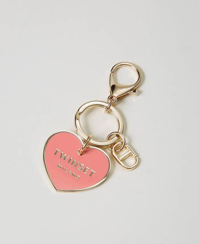 Twinset HeartShaped Keyring With Logo Coralline Women Wallets And Keyrings