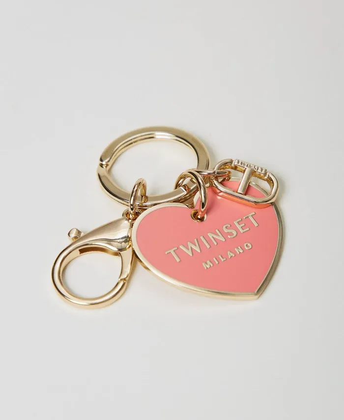 Twinset HeartShaped Keyring With Logo Coralline Women Wallets And Keyrings Twinset HeartShaped Keyring With Logo Coralline Women Wallets And Keyrings