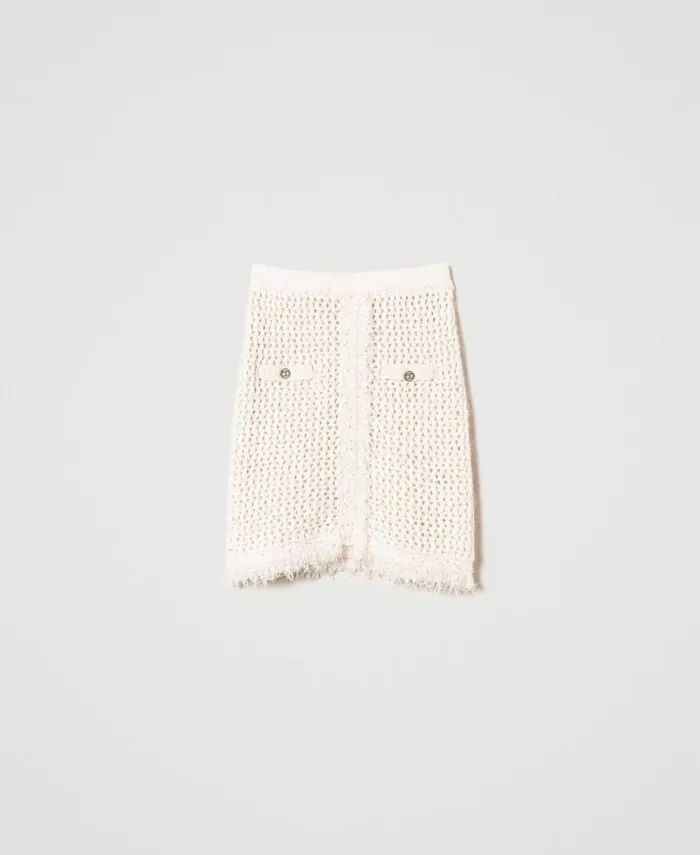 Twinset Jacquard Knit Mesh Miniskirt Old White Women Suits And Sets Twinset Jacquard Knit Mesh Miniskirt Old White Women Suits And Sets
