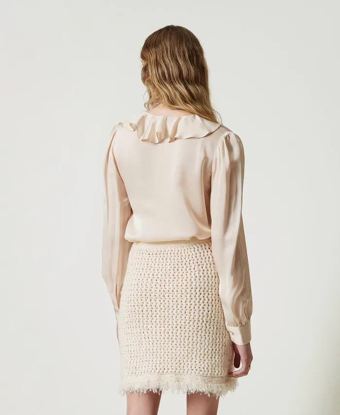Twinset Jacquard Knit Mesh Miniskirt Old White Women Suits And Sets Twinset Jacquard Knit Mesh Miniskirt Old White Women Suits And Sets