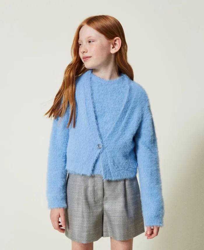 Twinset Jumper And Cardigan With Oval T Button Frozen Fjord Light Blue Girl Jumpers And Cardigans Twinset Jumper And Cardigan With Oval T Button Frozen Fjord Light Blue Girl Jumpers And Cardigans