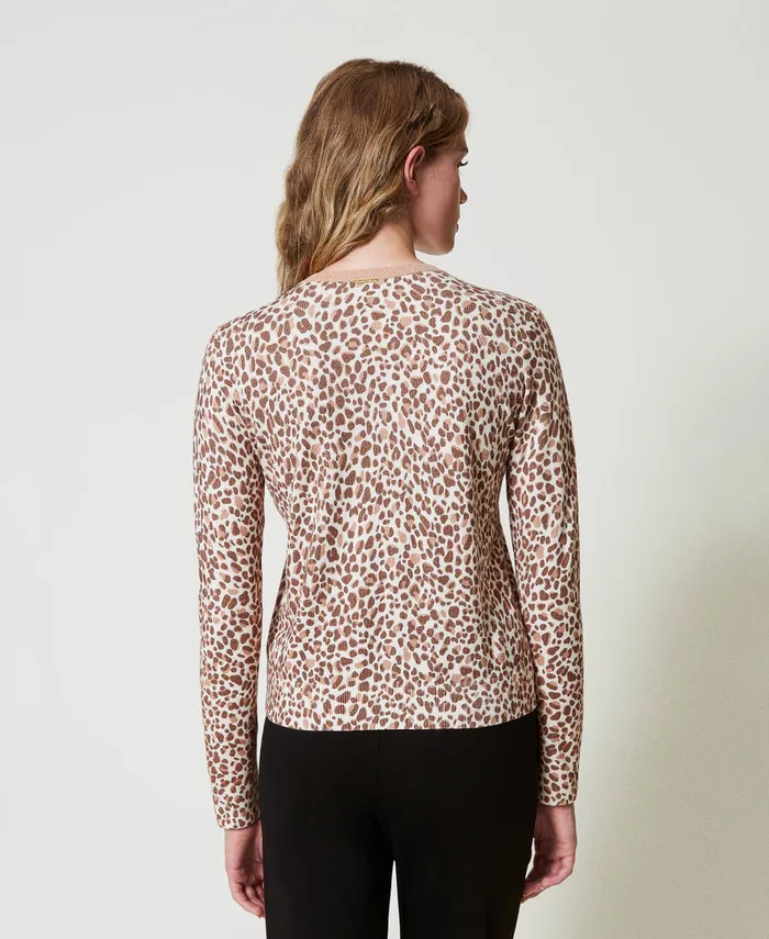 Twinset Knit Cardigan With Print And Lace Multicolour Animal Print Women Jumpers And Cardigans Twinset Knit Cardigan With Print And Lace Multicolour Animal Print Women Jumpers And Cardigans