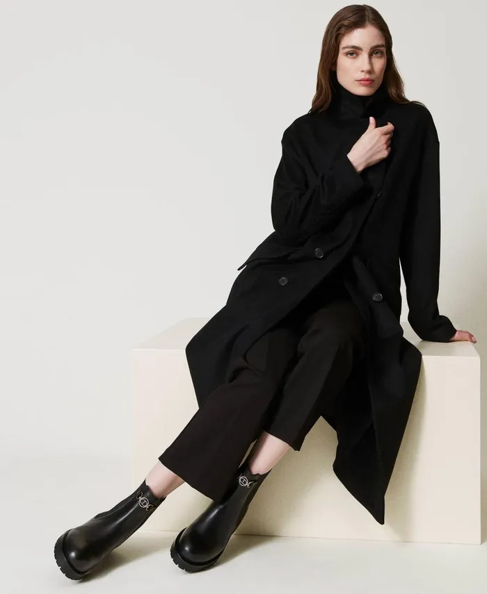 Twinset Leather Chelsea Boots With Oval T Black Women Boots And Ankle Boots Twinset Leather Chelsea Boots With Oval T Black Women Boots And Ankle Boots