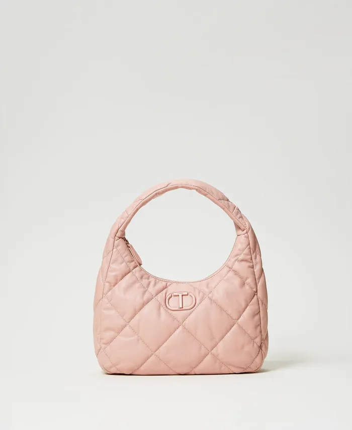 Twinset Medium Padded And Quilted Hobo Bag Powder Pink Women Handbags