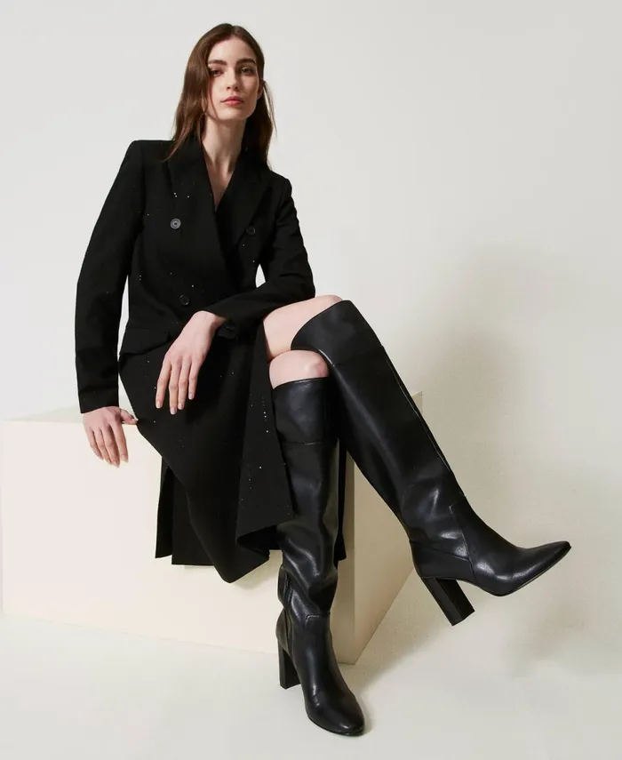 Twinset OverTheKnee Boots Black Women Heels Twinset OverTheKnee Boots Black Women Heels