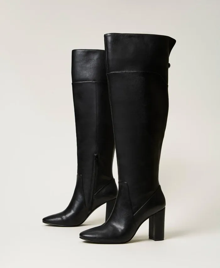 Twinset OverTheKnee Boots Black Women Heels Twinset OverTheKnee Boots Black Women Heels