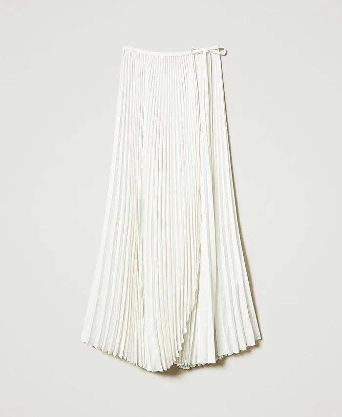 Twinset Pleated Crpe De Chine Long Skirt Mother Of Pearl Women Skirts Twinset Pleated Crpe De Chine Long Skirt Mother Of Pearl Women Skirts