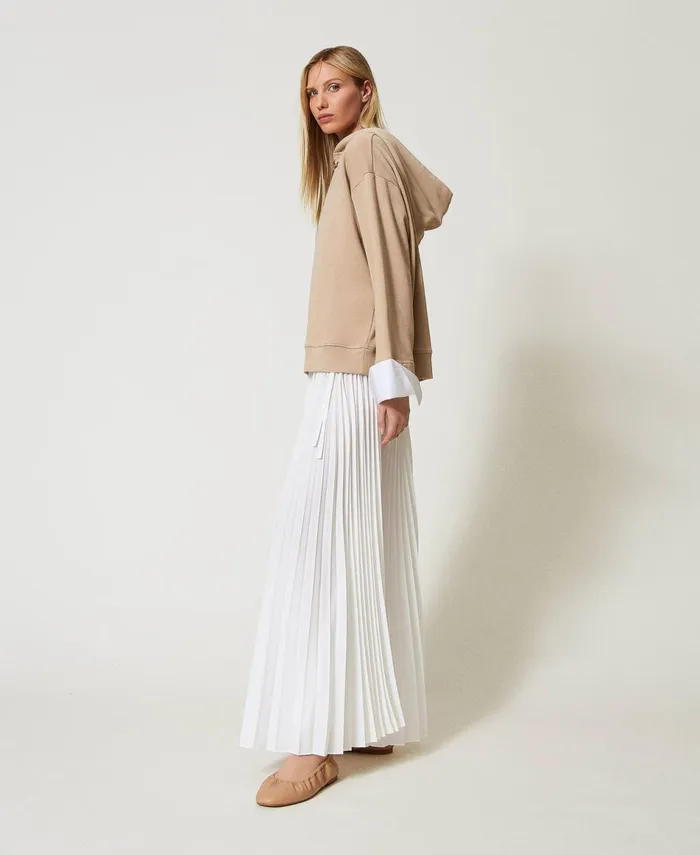 Twinset Pleated Crpe De Chine Long Skirt Mother Of Pearl Women Skirts Twinset Pleated Crpe De Chine Long Skirt Mother Of Pearl Women Skirts