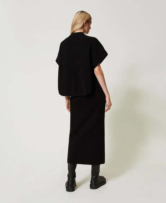 Twinset Ribbed Knit Midi Skirt Black Women Skirts Twinset Ribbed Knit Midi Skirt Black Women Skirts