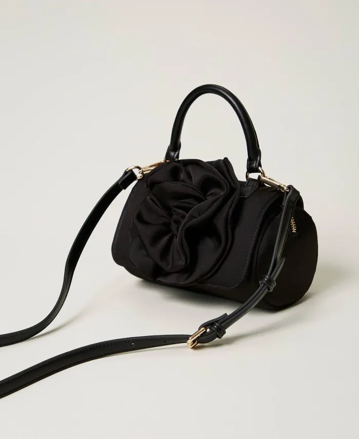 Twinset Shoulder Bag With Maxi Flower Black Women Handbags Twinset Shoulder Bag With Maxi Flower Black Women Handbags