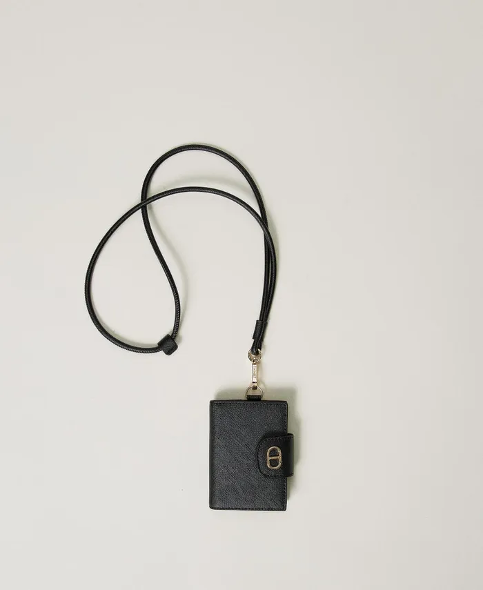 Twinset Shoulder Card Holder With Oval T Black Women Wallets And Keyrings