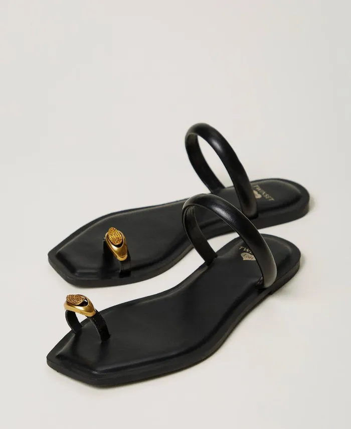 Twinset Slide Sandals With Jewel Detail Black Women Court Shoes And Sandals Twinset Slide Sandals With Jewel Detail Black Women Court Shoes And Sandals