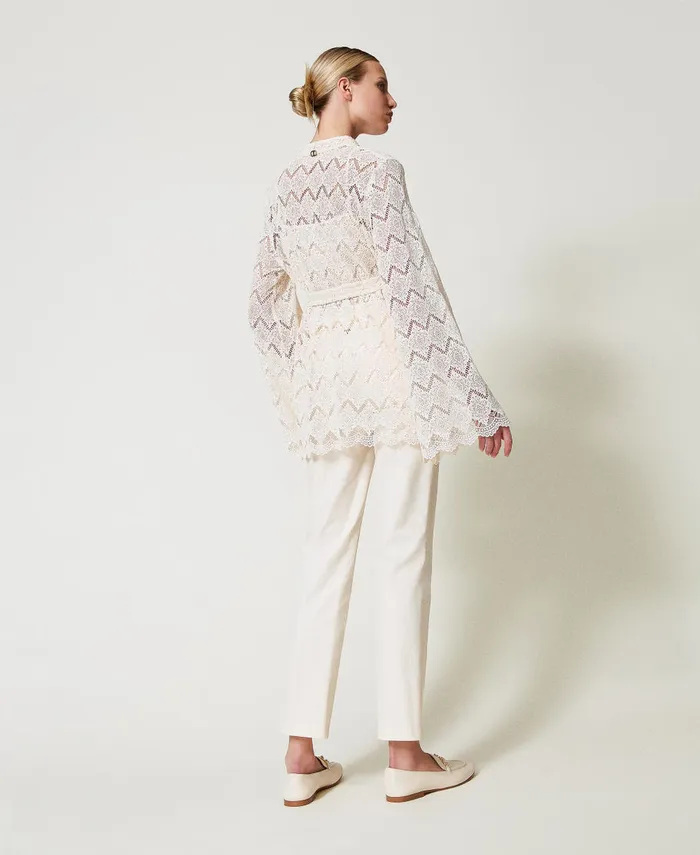 Twinset Straight CottonBlend Gabardine Trousers Mother Of Pearl Women Trousers Twinset Straight CottonBlend Gabardine Trousers Mother Of Pearl Women Trousers