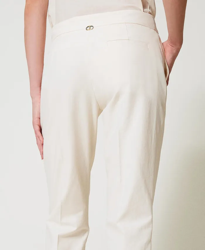 Twinset Straight CottonBlend Gabardine Trousers Mother Of Pearl Women Trousers Twinset Straight CottonBlend Gabardine Trousers Mother Of Pearl Women Trousers