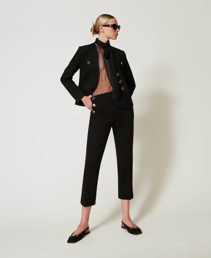 Twinset Trousers With Jewel Buttons Black Women Suits And Sets