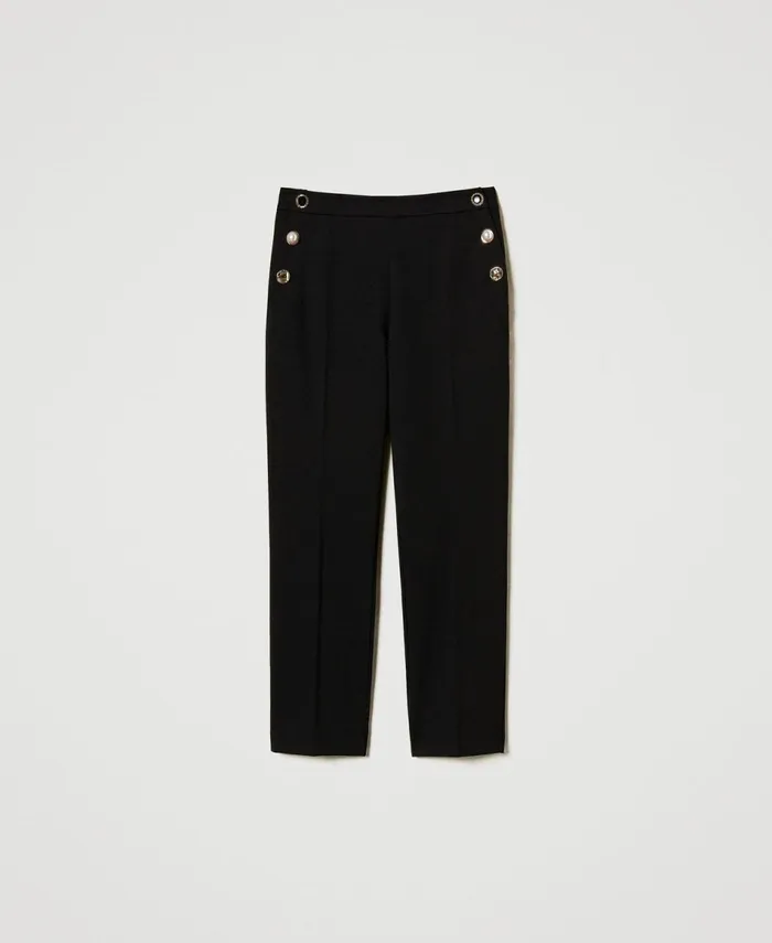 Twinset Trousers With Jewel Buttons Black Women Suits And Sets Twinset Trousers With Jewel Buttons Black Women Suits And Sets
