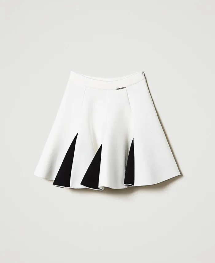 Twinset TwoTone Scuba Fabric Skirt Bicolour Off White Black Girl Skirts Twinset TwoTone Scuba Fabric Skirt Bicolour Off White Black Girl Skirts