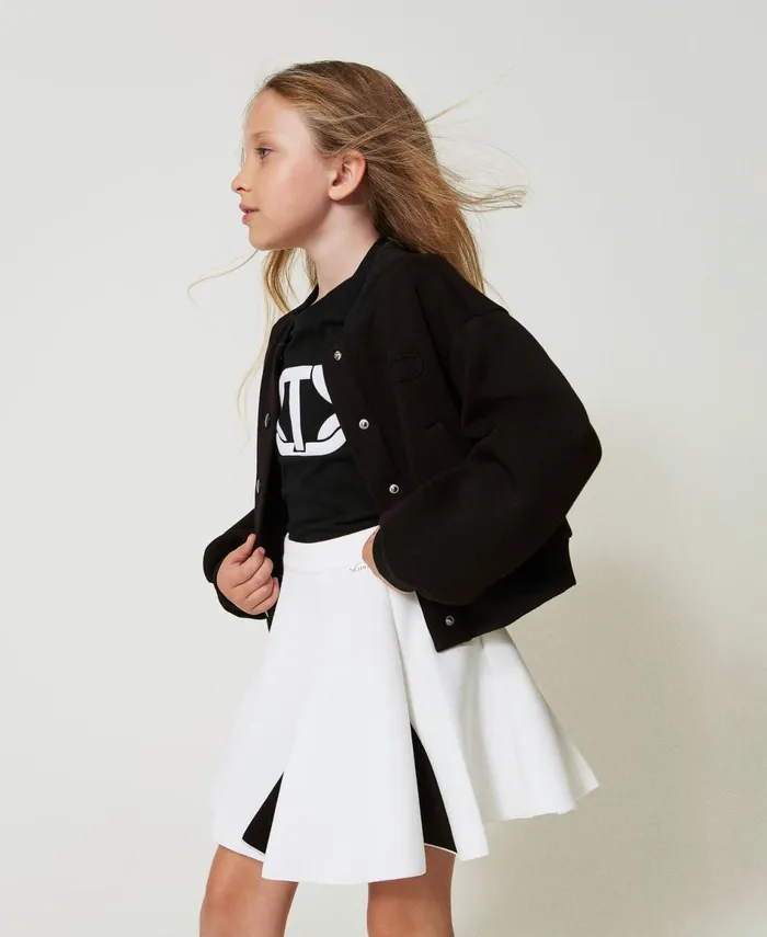 Twinset TwoTone Scuba Fabric Skirt Bicolour Off White Black Girl Skirts Twinset TwoTone Scuba Fabric Skirt Bicolour Off White Black Girl Skirts