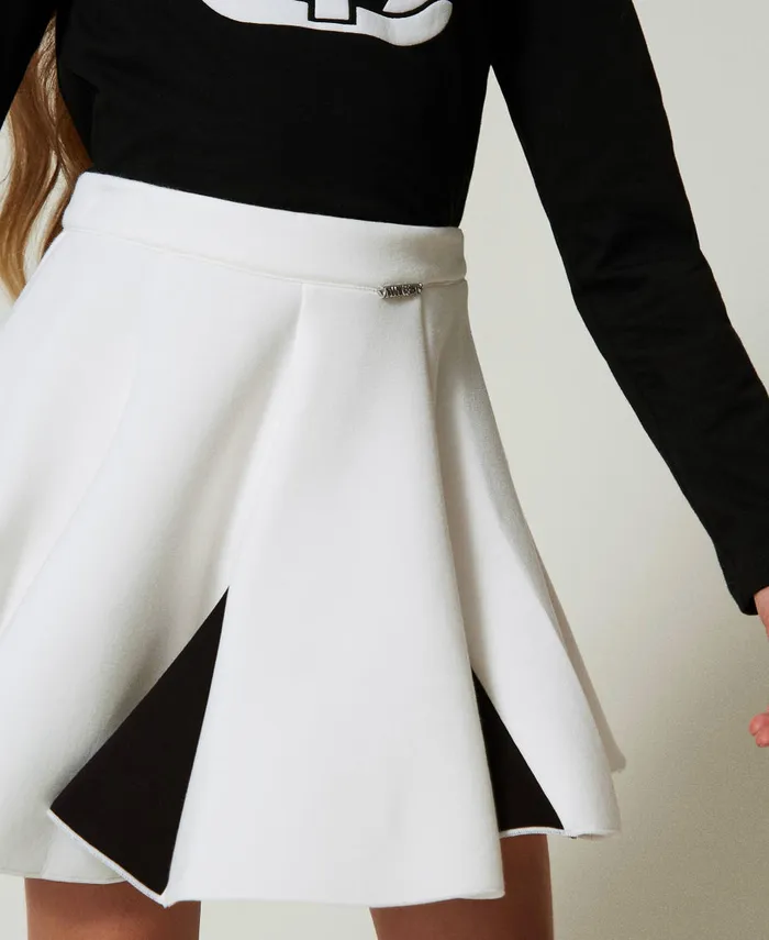 Twinset TwoTone Scuba Fabric Skirt Bicolour Off White Black Girl Skirts Twinset TwoTone Scuba Fabric Skirt Bicolour Off White Black Girl Skirts