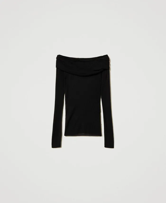 Twinset Viscose OffShoulder Jumper Black Women Jumpers And Cardigans Twinset Viscose OffShoulder Jumper Black Women Jumpers And Cardigans
