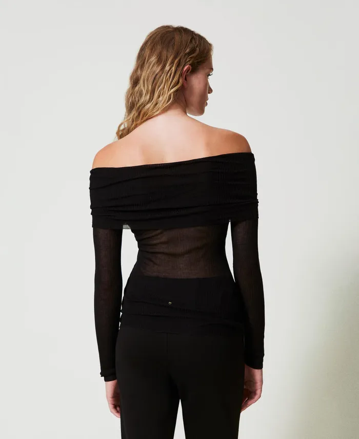 Twinset Viscose OffShoulder Jumper Black Women Jumpers And Cardigans Twinset Viscose OffShoulder Jumper Black Women Jumpers And Cardigans