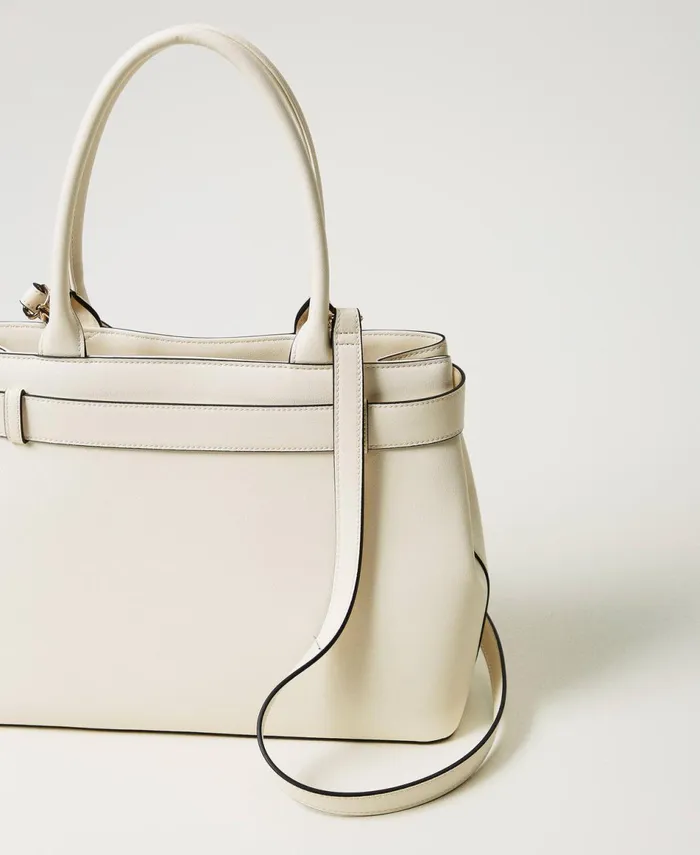 Twinset Voyage Shopper Bag With Decorative Belt Mother Of Pearl Women Shopping Bags Twinset Voyage Shopper Bag With Decorative Belt Mother Of Pearl Women Shopping Bags