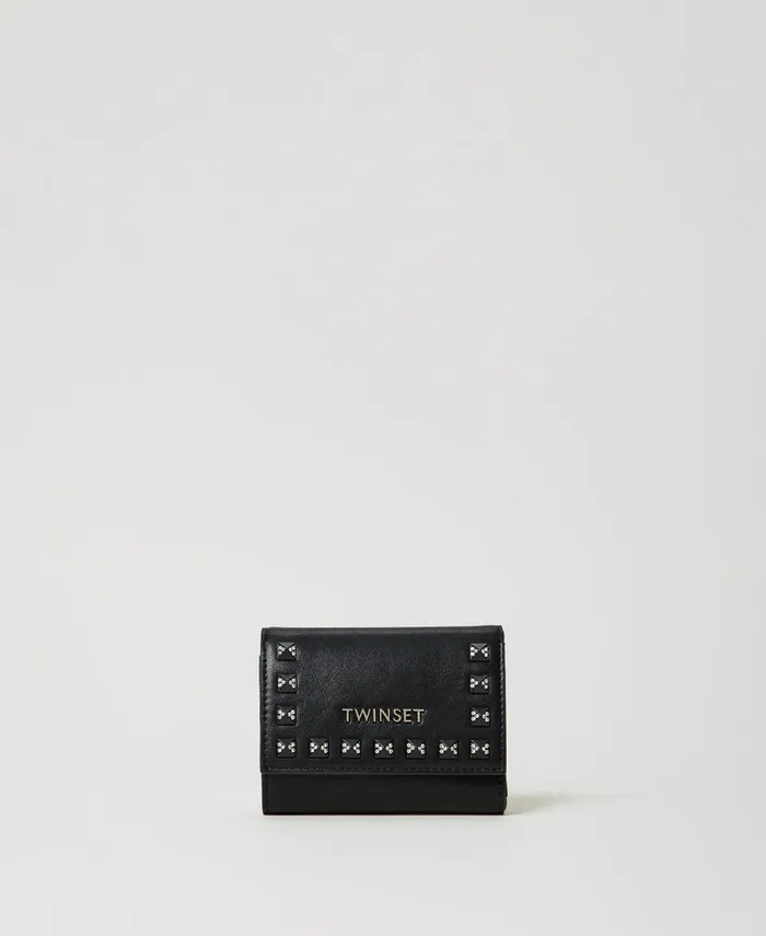 Twinset Wallet With Flap And Studs Black Women Wallets And Keyrings