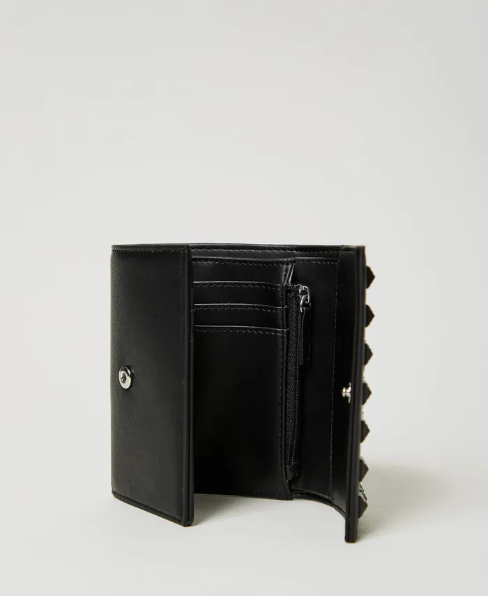 Twinset Wallet With Flap And Studs Black Women Wallets And Keyrings Twinset Wallet With Flap And Studs Black Women Wallets And Keyrings