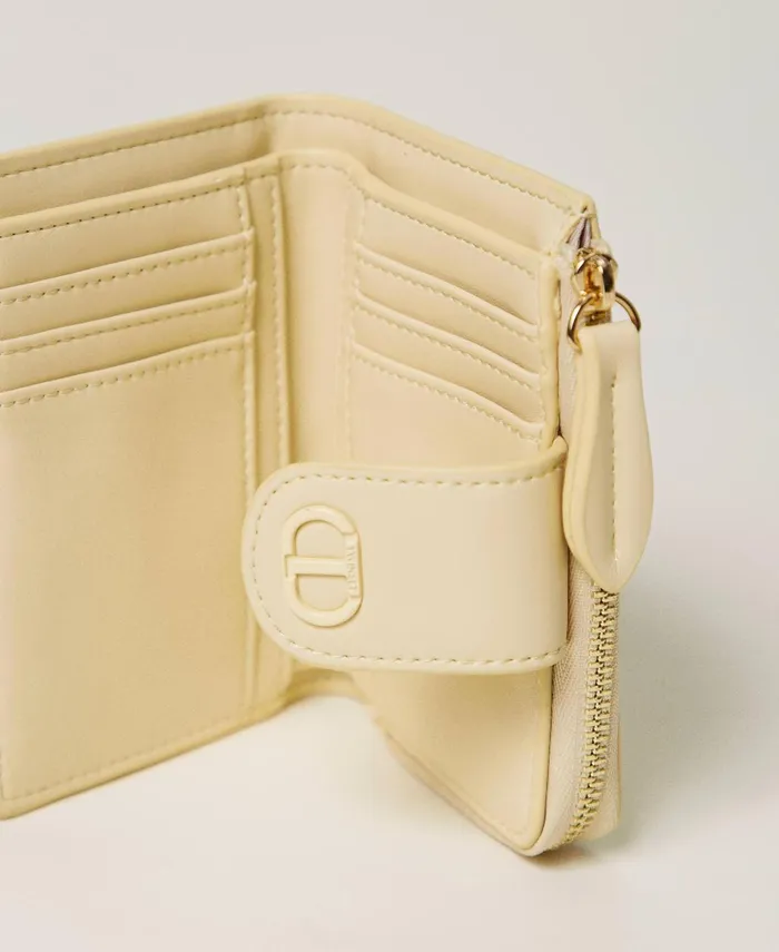 Twinset Wallet With Zip And Oval T Vanilla Women Wallets And Keyrings Twinset Wallet With Zip And Oval T Vanilla Women Wallets And Keyrings