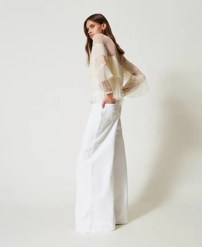 Twinset White Bull Denim Cargo Trousers White Snow Women Trousers Twinset White Bull Denim Cargo Trousers White Snow Women Trousers