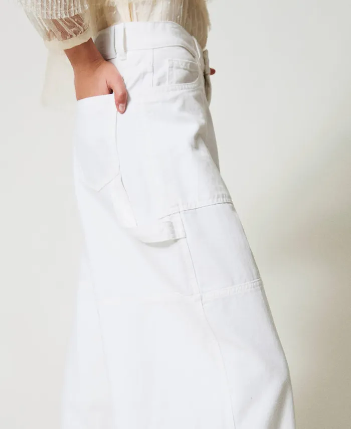 Twinset White Bull Denim Cargo Trousers White Snow Women Trousers Twinset White Bull Denim Cargo Trousers White Snow Women Trousers