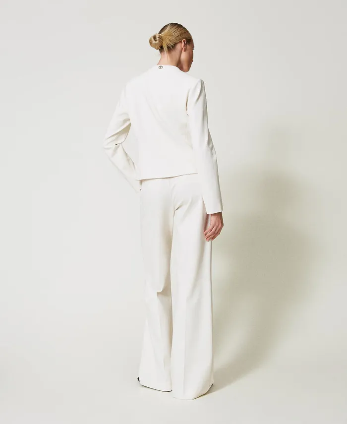 Twinset Wide Leg Trousers With Jewel Buttons Mother Of Pearl Women Suits And Sets Twinset Wide Leg Trousers With Jewel Buttons Mother Of Pearl Women Suits And Sets