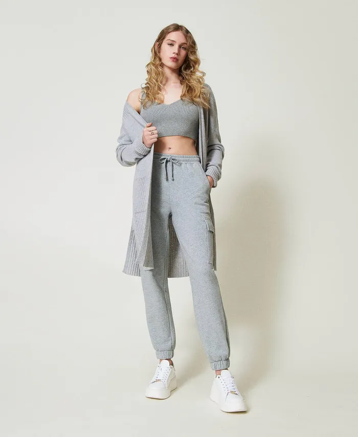 Twinset Wool And Lurex Blend Maxi Cardigan Twotone Grey Silver Women Jumpers And Cardigans Twinset Wool And Lurex Blend Maxi Cardigan Twotone Grey Silver Women Jumpers And Cardigans