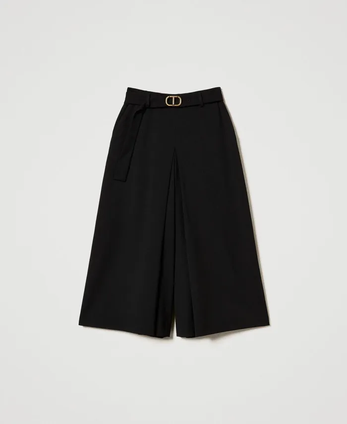 Twinset Wool Blend TrouserSkirt With Belt Black Women Skirts Twinset Wool Blend TrouserSkirt With Belt Black Women Skirts