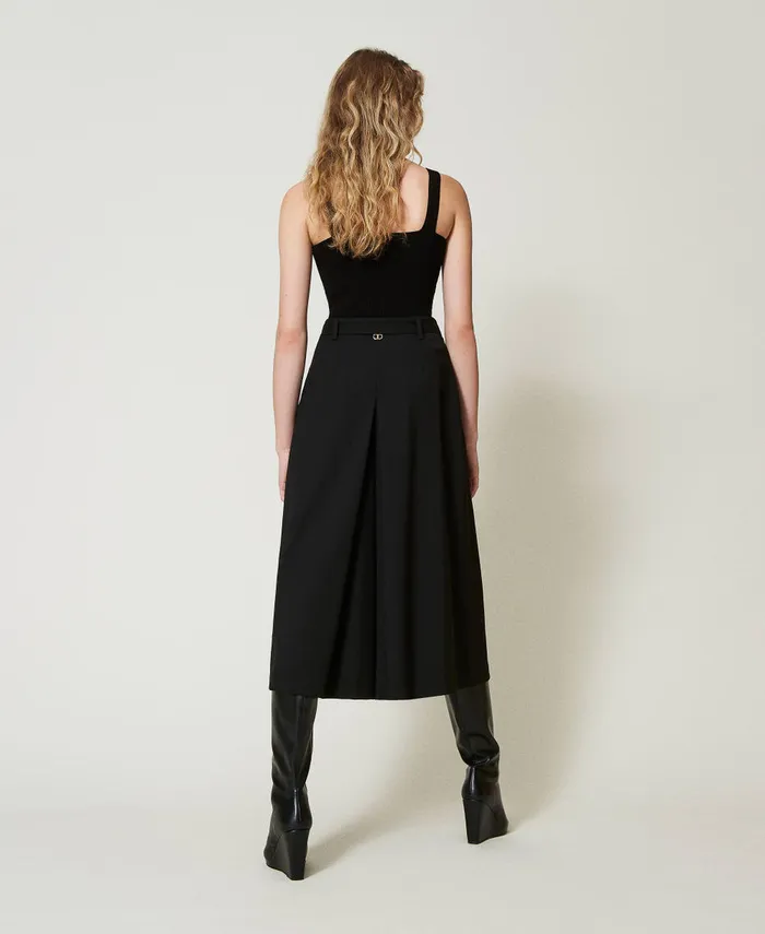 Twinset Wool Blend TrouserSkirt With Belt Black Women Skirts Twinset Wool Blend TrouserSkirt With Belt Black Women Skirts