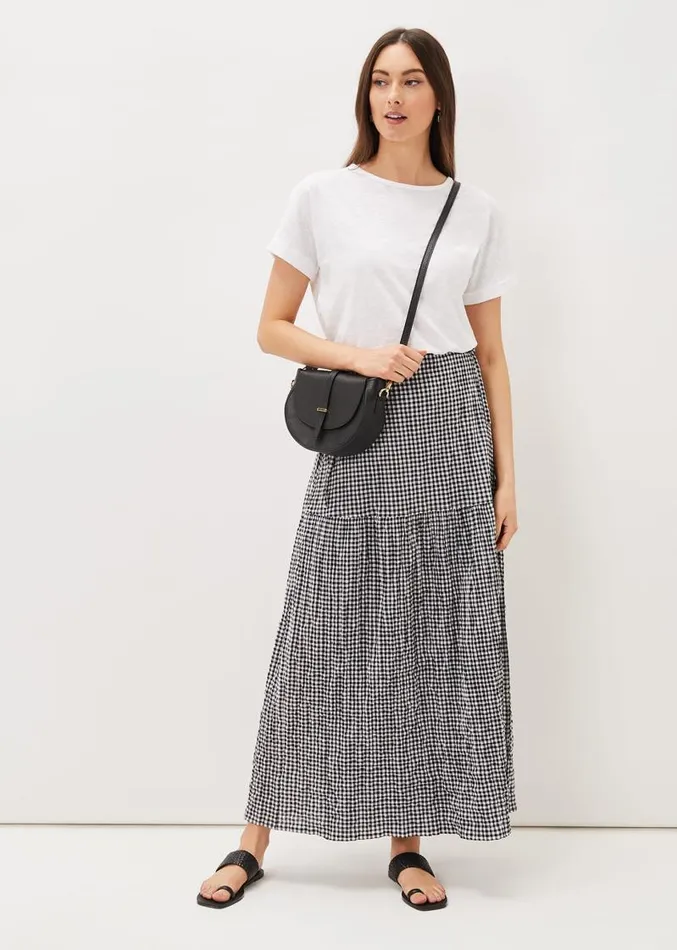 Tyrina Cotton Gingham Wrap Maxi Skirt Blackwhite Women Phase Eight Skirts