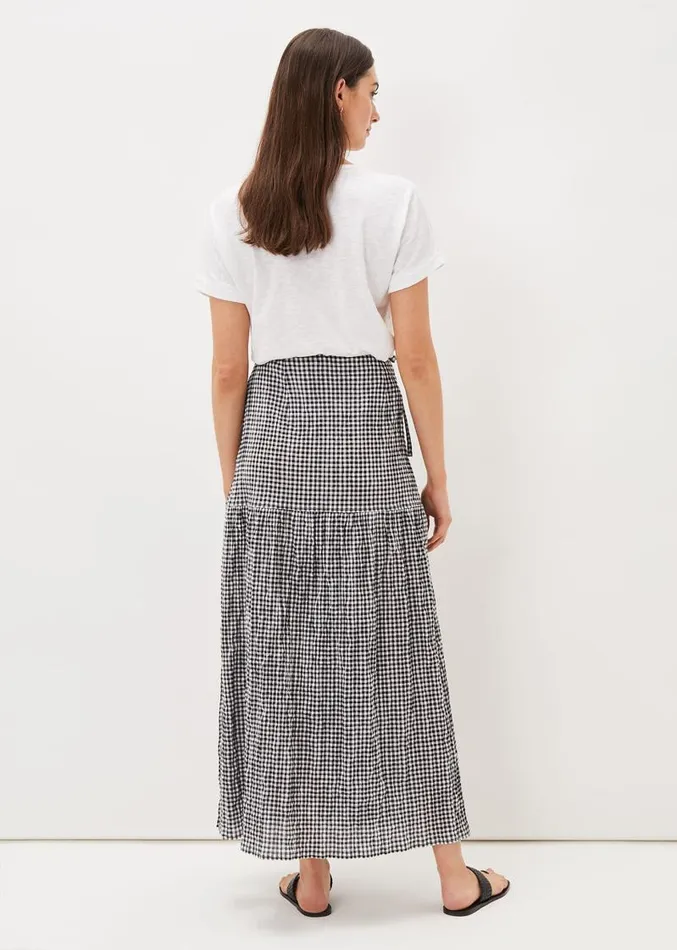 Tyrina Cotton Gingham Wrap Maxi Skirt Blackwhite Women Phase Eight Skirts