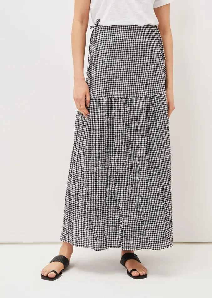 Tyrina Cotton Gingham Wrap Maxi Skirt Blackwhite Women Phase Eight Skirts