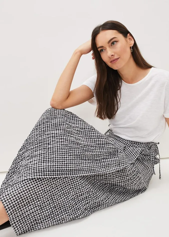Tyrina Cotton Gingham Wrap Maxi Skirt Blackwhite Women Phase Eight Skirts