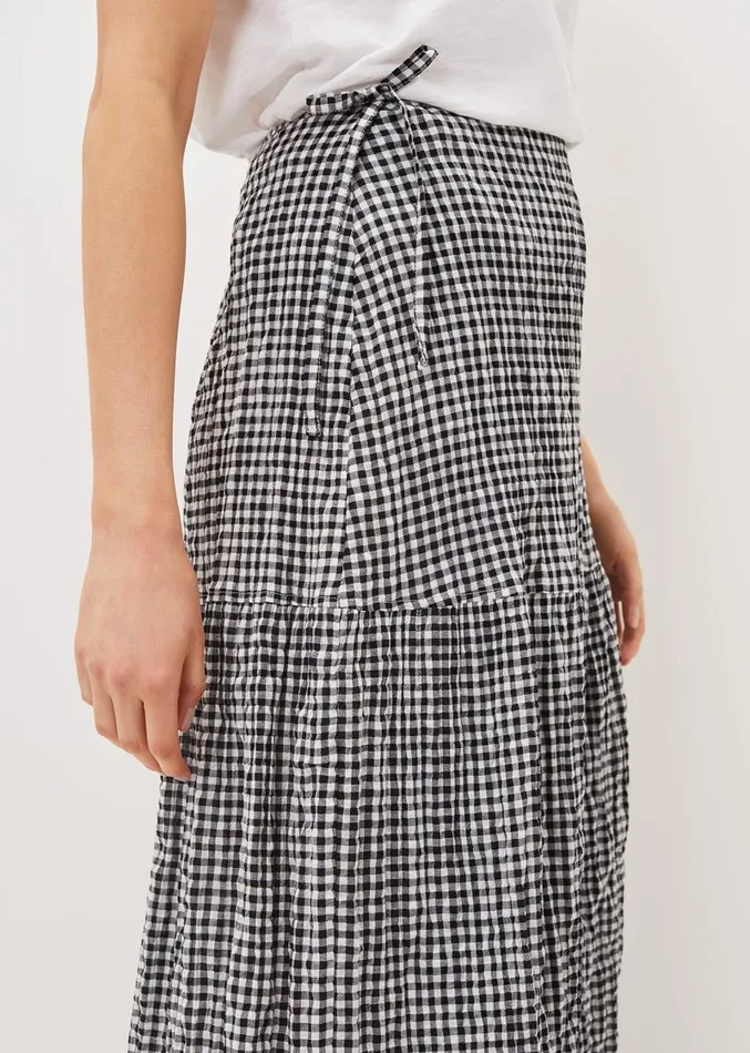 Tyrina Cotton Gingham Wrap Maxi Skirt Blackwhite Women Phase Eight Skirts