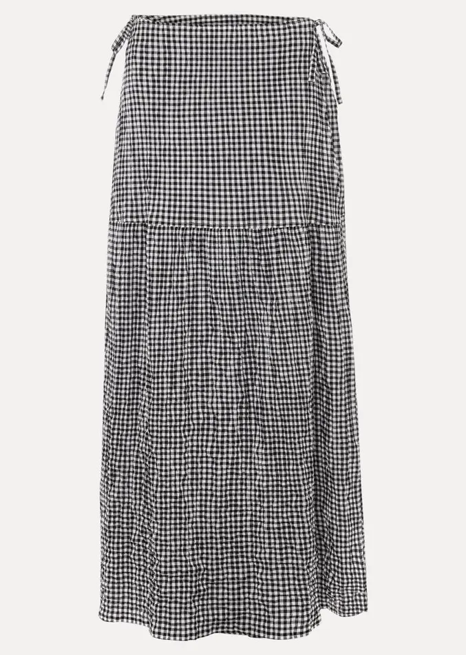Tyrina Cotton Gingham Wrap Maxi Skirt Blackwhite Women Phase Eight Skirts