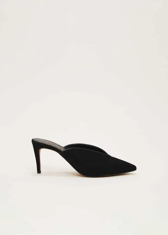 V Front Mule Shoe Black Women Phase Eight Occasion Shoes