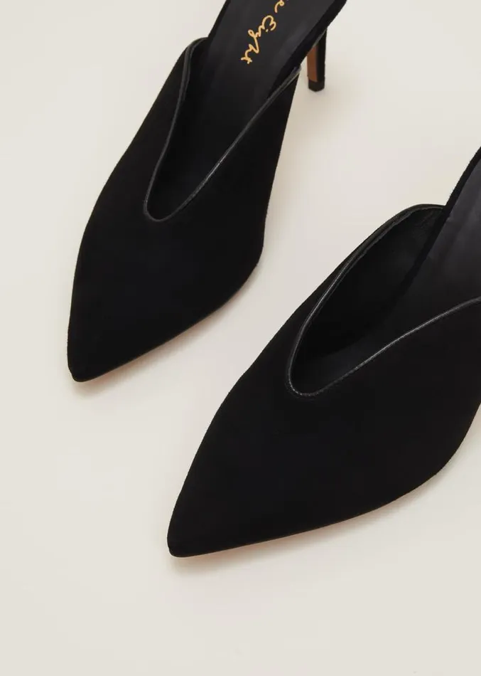 V Front Mule Shoe Black Women Phase Eight Occasion Shoes