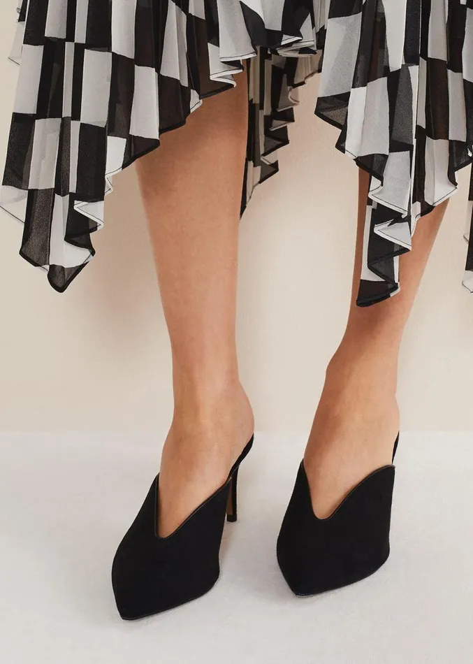 V Front Mule Shoe Black Women Phase Eight Occasion Shoes