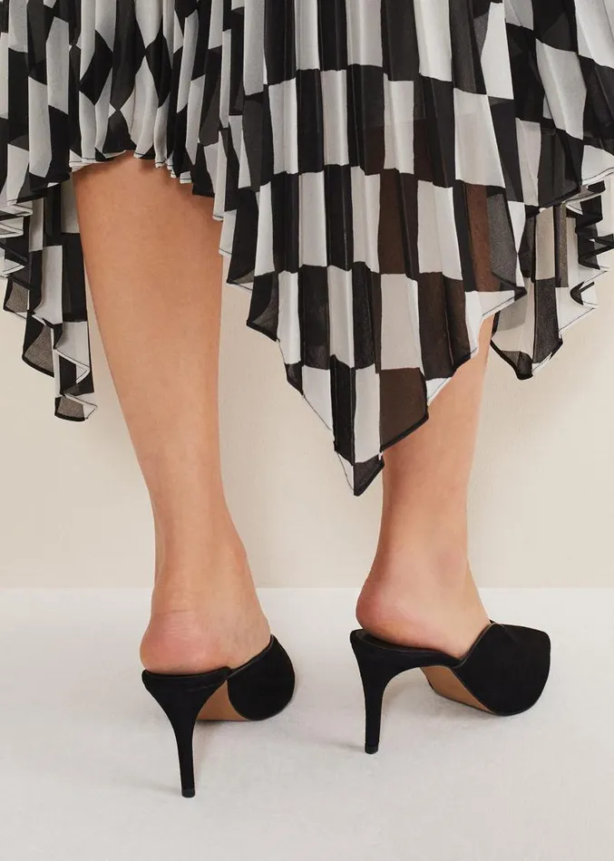 V Front Mule Shoe Black Women Phase Eight Occasion Shoes