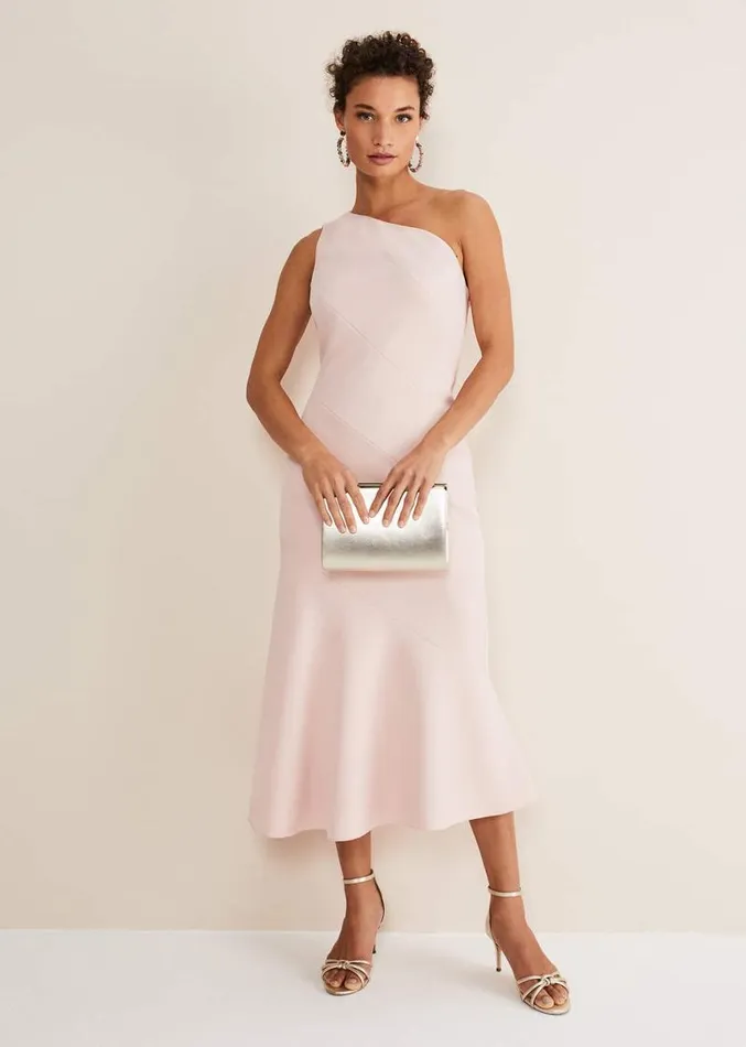 Valencia One Shoulder Midaxi Dress Petal Pink Women Phase Eight Dresses