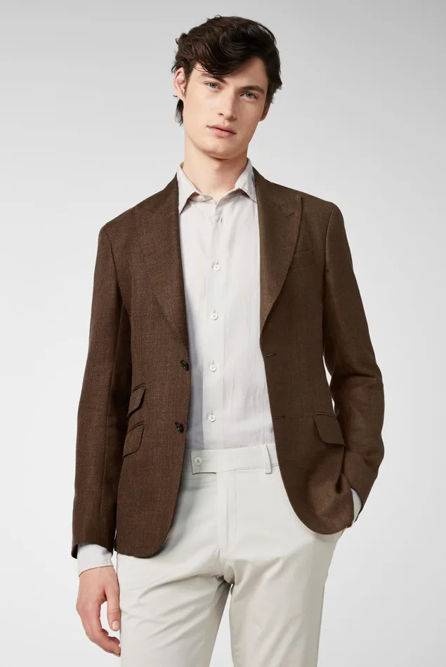 Van Laack Blazers Men Structured Jacket In Plain Wool With Modern Peak Lapels Beige