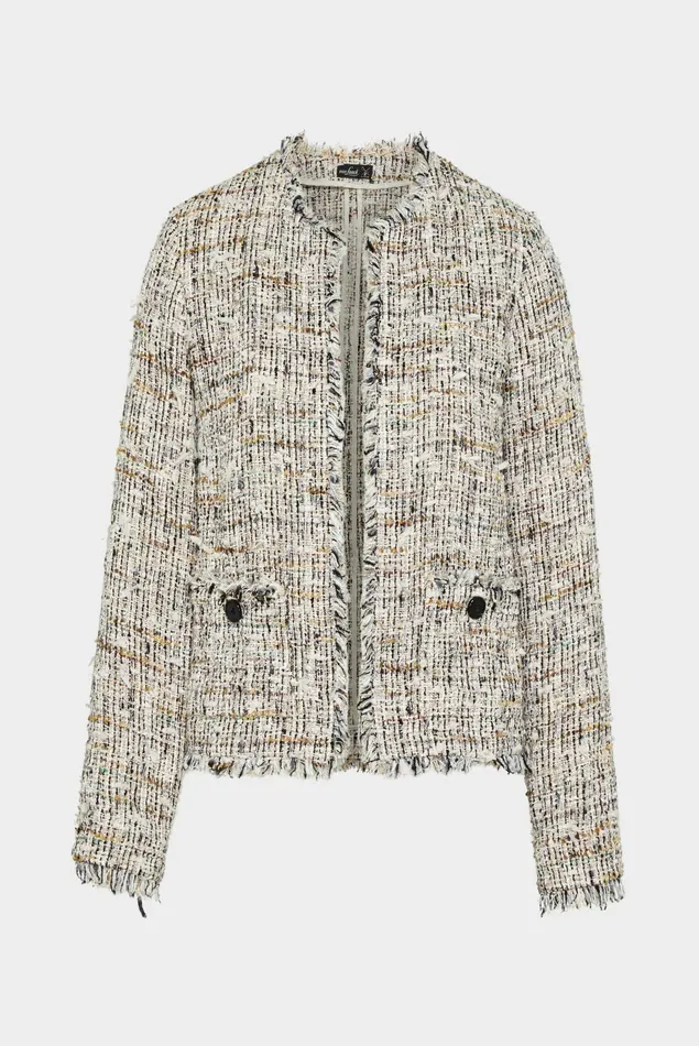 Van Laack Blazers Women Cropped Jacket With Fringed Details In Boucl Tweed Cotton Viscose Blend Van Laack Blazers Women Cropped Jacket With Fringed Details In Boucl Tweed Cotton Viscose Blend